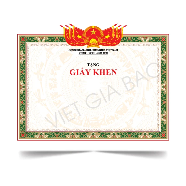 In giấy khen lấy liền TP.HCM tại xưởng Việt Gia Bảo