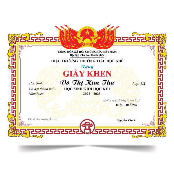 mẫu giấy khen lao động tiên tiến